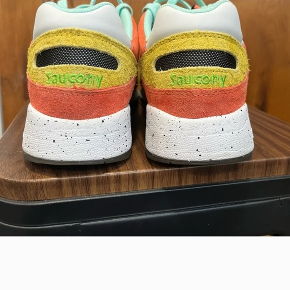 Saucony Multicolor Suede & Mesh Sneakers with Teal Laces - Picture 3 of 4